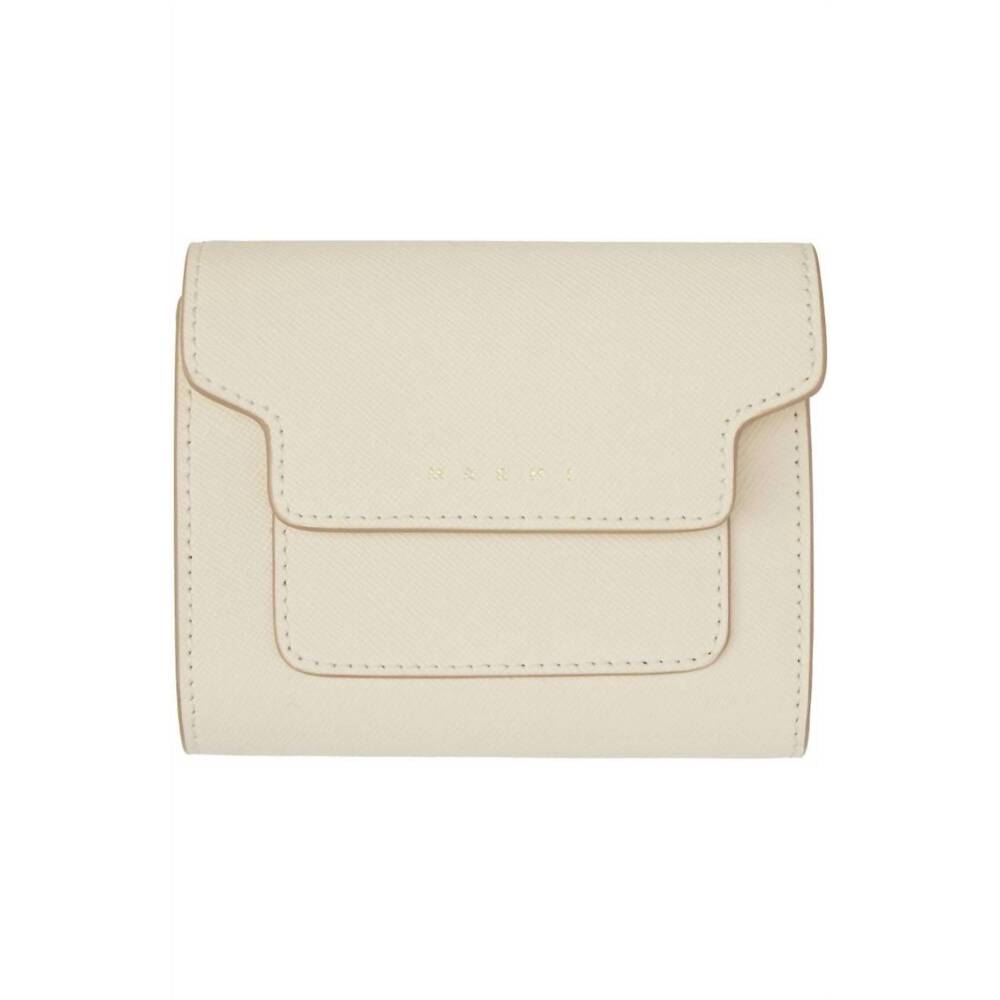 NEW MARNI women's saffiano leather trifold wallet in off-white